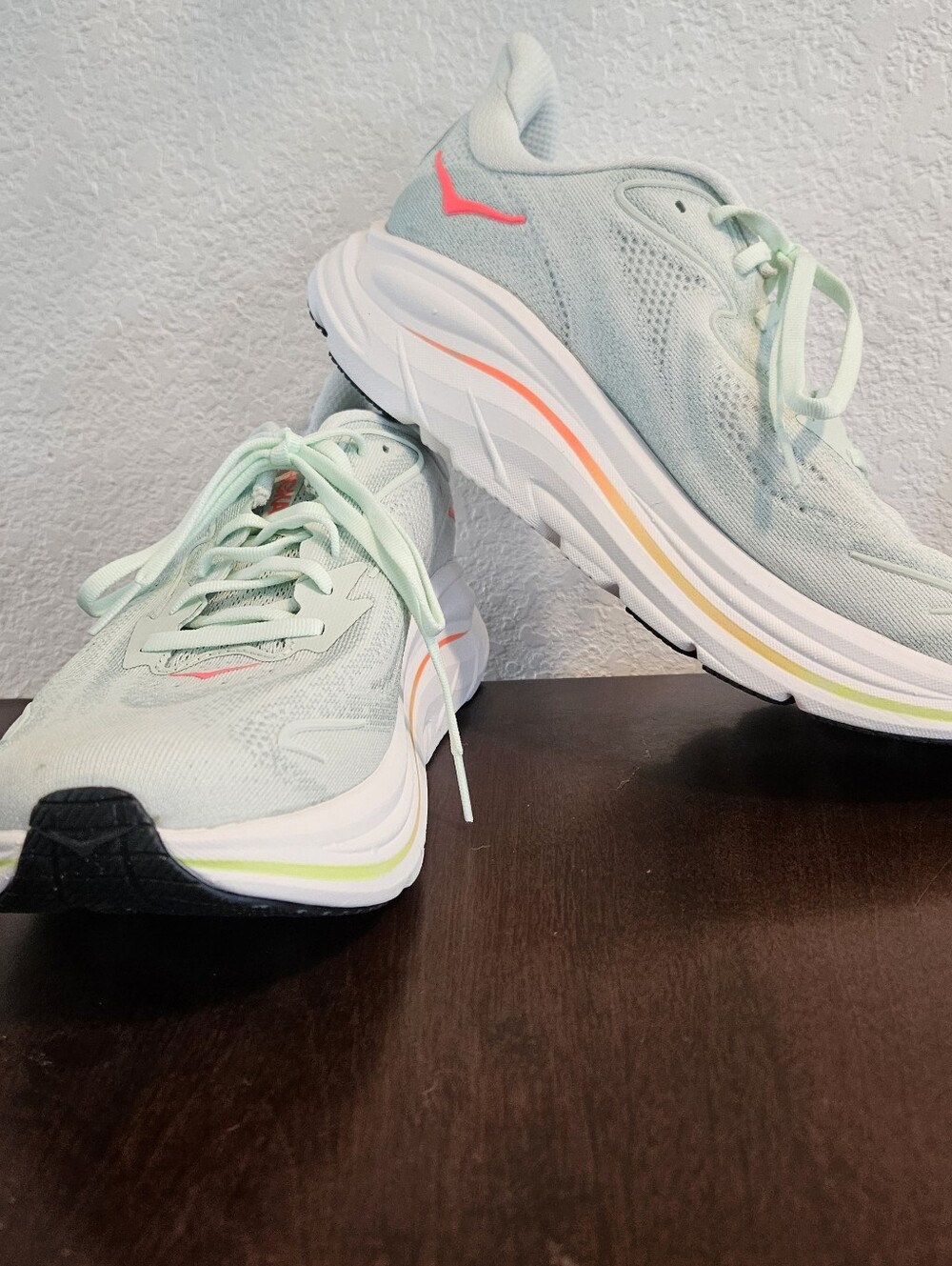 Hoka Clifton 10 Women's Size 10B Sea Glass Green /Neon Flame